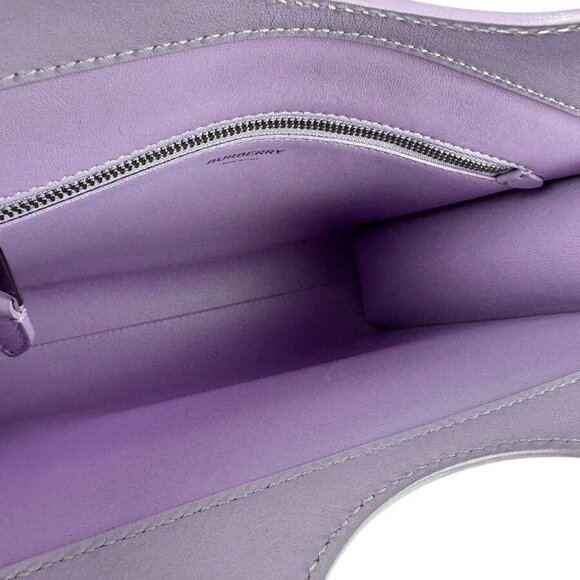 BURBERRY Handbag Shoulder Bag Purple Leather/Silvertone - Picture 9 of 13
